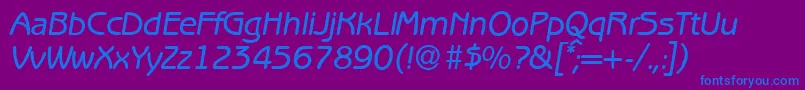 フォントB691SansMediumItalic – 紫色の背景に青い文字