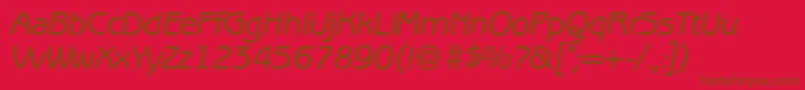B691SansMediumItalic-fontti – ruskeat fontit punaisella taustalla
