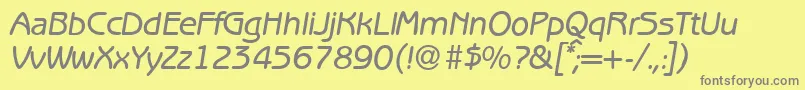 フォントB691SansMediumItalic – 黄色の背景に灰色の文字