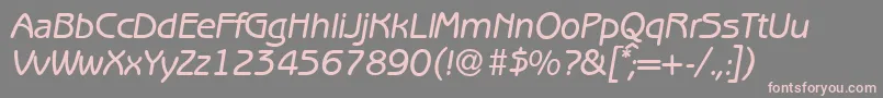 フォントB691SansMediumItalic – 灰色の背景にピンクのフォント