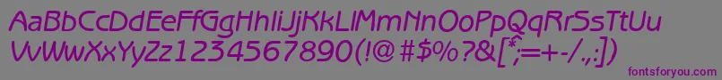フォントB691SansMediumItalic – 紫色のフォント、灰色の背景