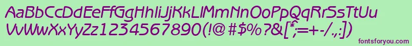 B691SansMediumItalic-fontti – violetit fontit vihreällä taustalla