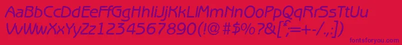 フォントB691SansMediumItalic – 赤い背景に紫のフォント