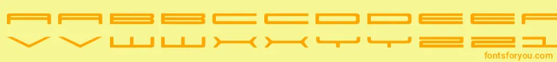フォントSuper – オレンジの文字が黄色の背景にあります。