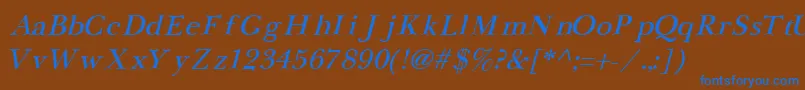 NewbaskervilleCyrillicItalic Font – Blue Fonts on Brown Background