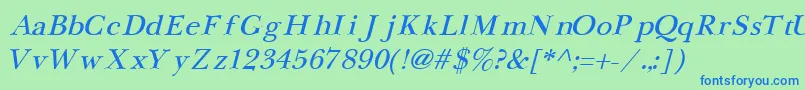 NewbaskervilleCyrillicItalic Font – Blue Fonts on Green Background