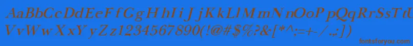 NewbaskervilleCyrillicItalic Font – Brown Fonts on Blue Background