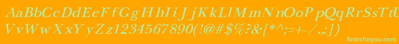 NewbaskervilleCyrillicItalic Font – Green Fonts on Orange Background