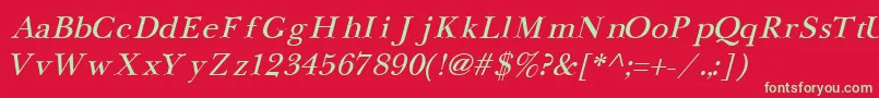 NewbaskervilleCyrillicItalic Font – Green Fonts on Red Background