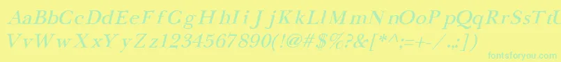 fuente NewbaskervilleCyrillicItalic – Fuentes Verdes Sobre Fondo Amarillo