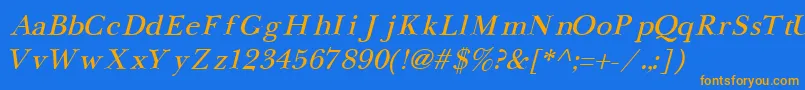 Police NewbaskervilleCyrillicItalic – polices orange sur fond bleu