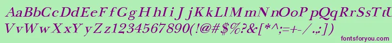 NewbaskervilleCyrillicItalic Font – Purple Fonts on Green Background