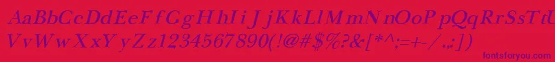 NewbaskervilleCyrillicItalic Font – Purple Fonts on Red Background