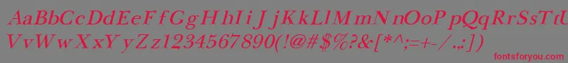 フォントNewbaskervilleCyrillicItalic – 赤い文字の灰色の背景