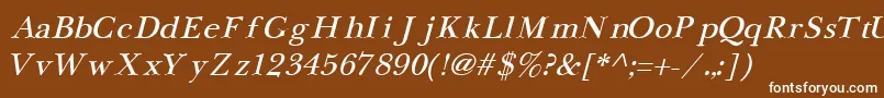 フォントNewbaskervilleCyrillicItalic – 茶色の背景に白い文字