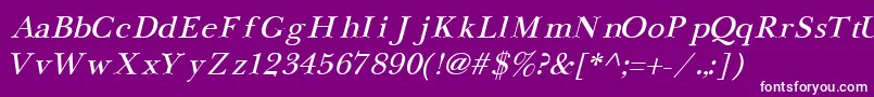 NewbaskervilleCyrillicItalic-Schriftart – Weiße Schriften auf violettem Hintergrund