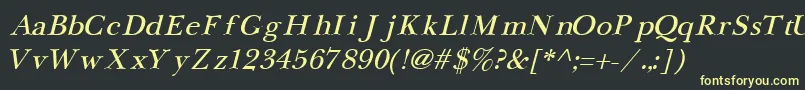 NewbaskervilleCyrillicItalic Font – Yellow Fonts on Black Background