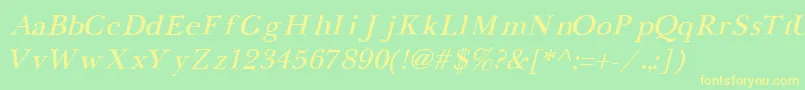 NewbaskervilleCyrillicItalic Font – Yellow Fonts on Green Background