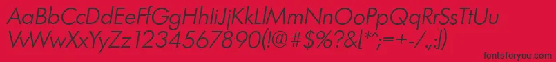 Шрифт LimerickserialLightItalic – чёрные шрифты на красном фоне
