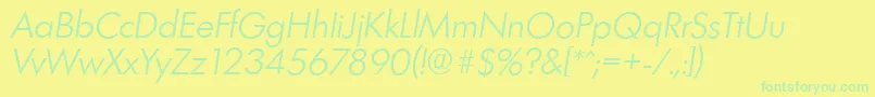 Czcionka LimerickserialLightItalic – zielone czcionki na żółtym tle