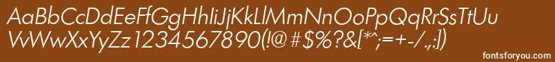 フォントLimerickserialLightItalic – 茶色の背景に白い文字