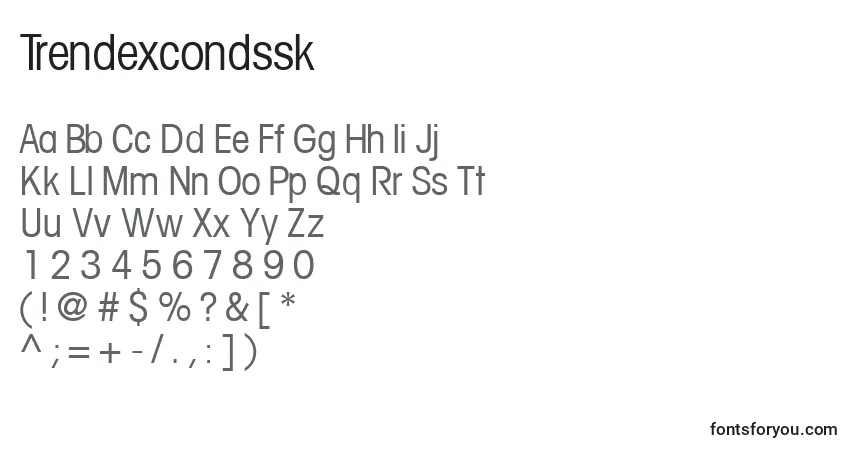 Trendexcondssk-fontti – aakkoset, numerot, erikoismerkit