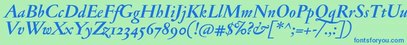 JannonmedosfBolditalic Font – Blue Fonts on Green Background