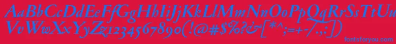 JannonmedosfBolditalic Font – Blue Fonts on Red Background