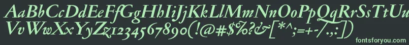 フォントJannonmedosfBolditalic – 黒い背景に緑の文字