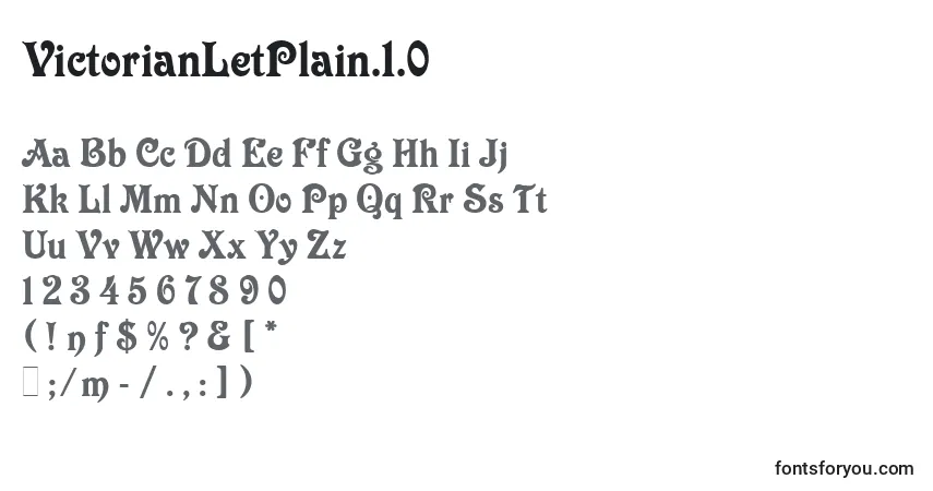 A fonte VictorianLetPlain.1.0 – alfabeto, números, caracteres especiais