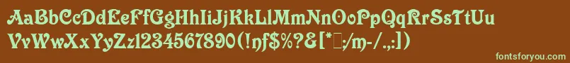 フォントVictorianLetPlain.1.0 – 緑色の文字が茶色の背景にあります。