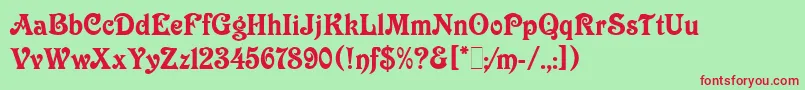 VictorianLetPlain.1.0 Font – Red Fonts on Green Background