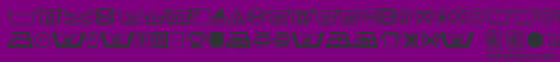 WashCare-Schriftart – Schwarze Schriften auf violettem Hintergrund