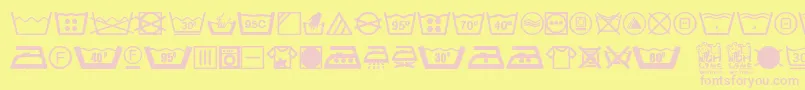 WashCare-fontti – vaaleanpunaiset fontit keltaisella taustalla