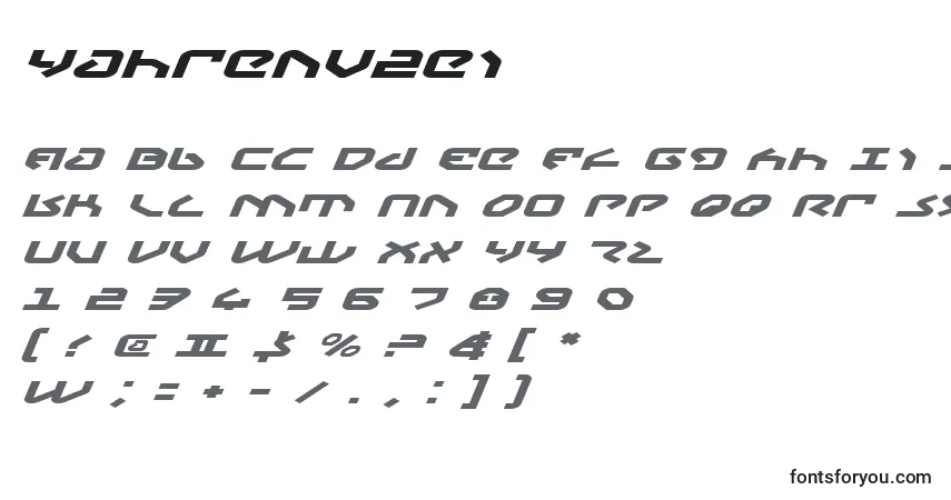 Czcionka Yahrenv2ei – alfabet, cyfry, specjalne znaki