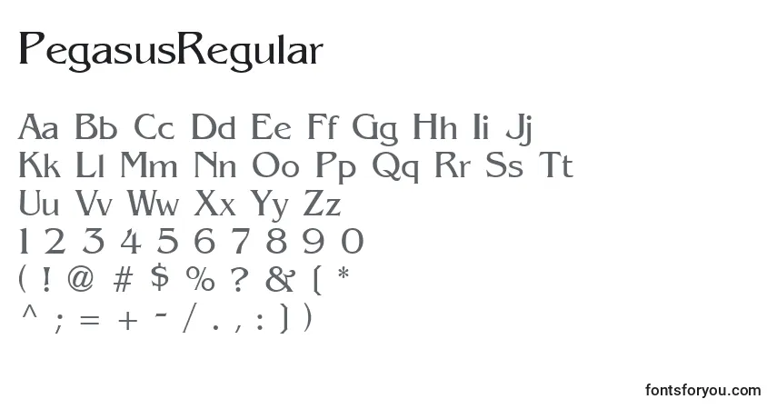 A fonte PegasusRegular – alfabeto, números, caracteres especiais