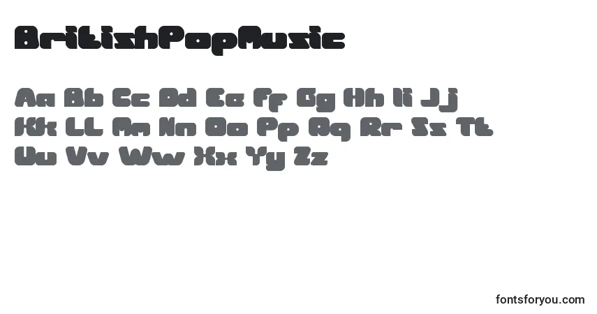 BritishPopMusic-fontti – aakkoset, numerot, erikoismerkit
