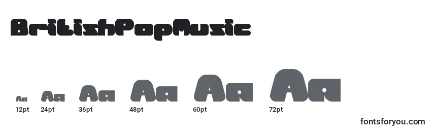 Размеры шрифта BritishPopMusic