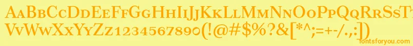 フォントTusartextsc – オレンジの文字が黄色の背景にあります。