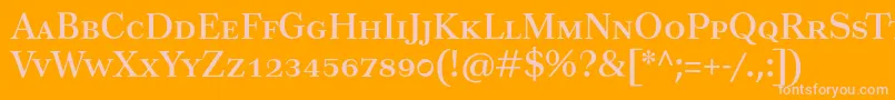 Tusartextsc-Schriftart – Rosa Schriften auf orangefarbenem Hintergrund