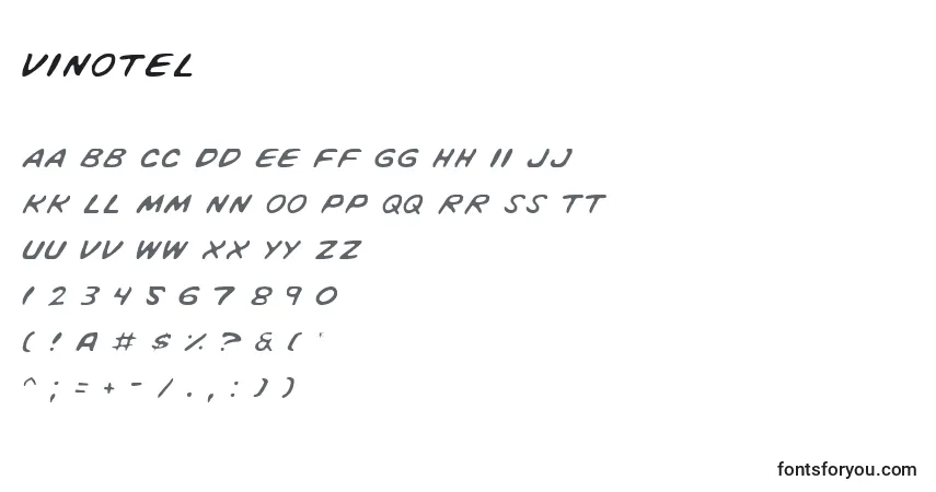 Schriftart Vinotel – Alphabet, Zahlen, spezielle Symbole
