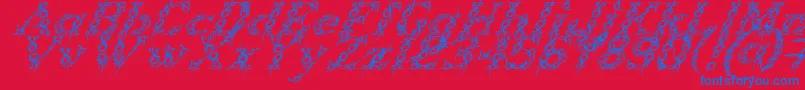 TribouItalic-Schriftart – Blaue Schriften auf rotem Hintergrund