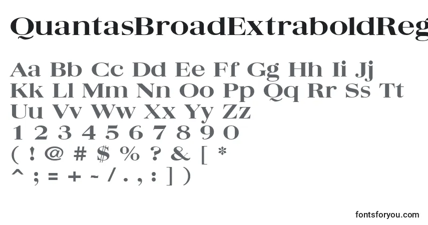 Schriftart QuantasBroadExtraboldRegular – Alphabet, Zahlen, spezielle Symbole
