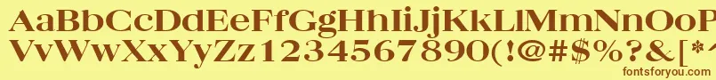 Fonte QuantasBroadExtraboldRegular – fontes marrons em um fundo amarelo