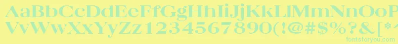 Fonte QuantasBroadExtraboldRegular – fontes verdes em um fundo amarelo