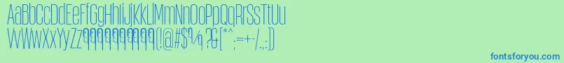 ObcecadaSansFfp-Schriftart – Blaue Schriften auf grünem Hintergrund