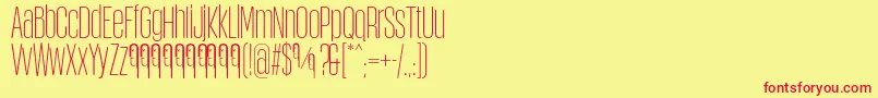 フォントObcecadaSansFfp – 赤い文字の黄色い背景