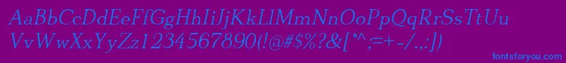 DionisiiotfLightItalic Font – Blue Fonts on Purple Background