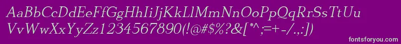 DionisiiotfLightItalic Font – Green Fonts on Purple Background