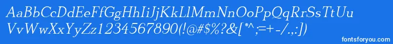 DionisiiotfLightItalic Font – White Fonts on Blue Background